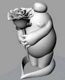 手持玫瑰的大白3D打印模型