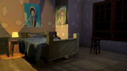 简单的卡通卧室场景,有灯光和材质贴图