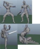古代剑客舞剑绑定动画maya模型