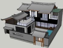 中式复古别墅su模型