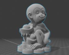 卡通聚财猴子与元宝3D打印文件
