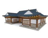 韩国古典房子obj模型