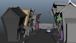 Q版街道,带卡通小汽车maya模型