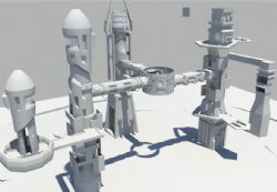 科幻未来工厂Maya模型