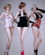 露点性感护士装,齐B裹胸装女郎组合3D模型(网盘下载)