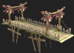 游戏中的古代木桥3D模型