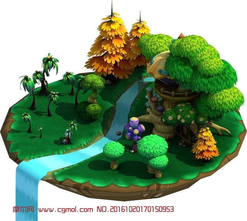 卡通森林河谷3D模型