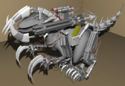 带武器加特林攻击装置的机器恐龙Maya模型,很酷很暴力