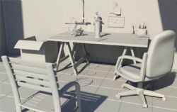 破旧的办公室桌椅maya模型