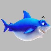 捕鱼游戏-Q版鲨鱼模型,有绑定动画,max,fbx格式