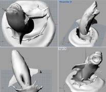 鲨鱼跃出水面水花3D打印文件