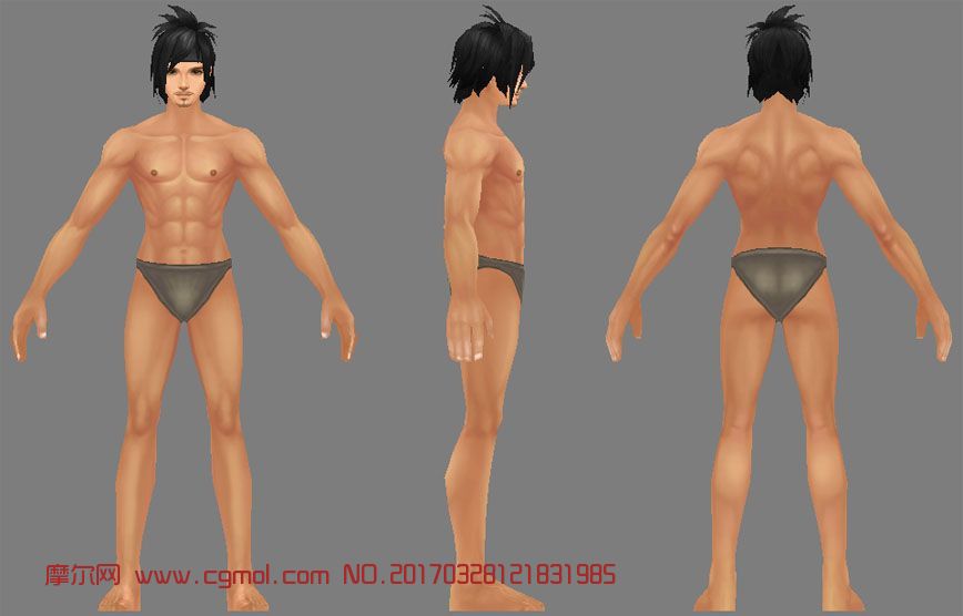 男性人体 男裸模 基础人体 动画角色 3d模型下载 3d模型网 Maya模型免费下载 摩尔网