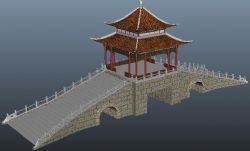 古代风雨桥亭子maya模型
