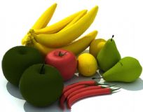香蕉,梨,柠檬等厨房水果组合