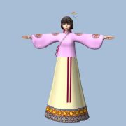 古装美女,朝鲜族服饰女孩maya2009模型,有贴图