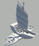 加入螺旋桨和机翼的木质古代飞船maya模型
