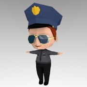 低面卡通警察fbx模型