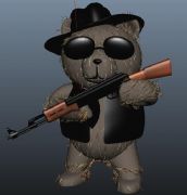 握一把AK47的泰迪熊maya模型