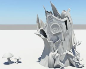 扭曲的中式屋顶教堂maya模型