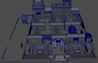 晋中曹家大院,三多堂,曹府maya模型