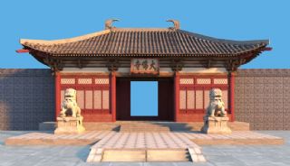 奉国寺,大佛寺山门,无效果图中的石狮和围墙
