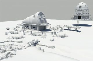 未来小村落,小村庄,悬浮房屋maya模型