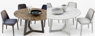 石桌+器皿+椅子组合max2011模型