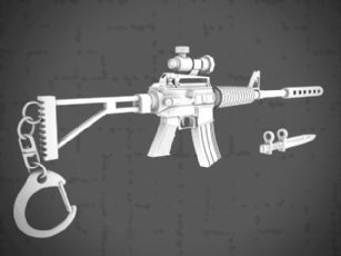 M41卡宾枪,钥匙扣,消音器,军刀