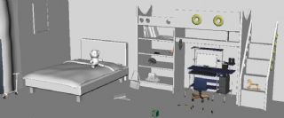 卡通儿童卧室maya模型