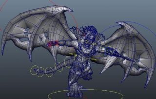 游戏中持剑的翅膀怪物BOSS,带刺剑攻击动画