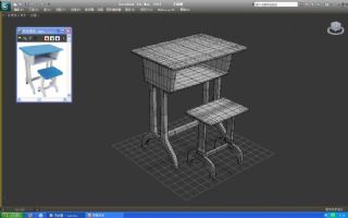 学生课桌椅组合max模型