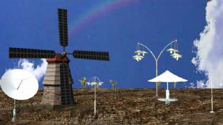 风车+雷达+麦田场景maya模型