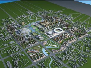 市区体育馆,文体馆,商业楼规划设计max模型(网盘下载)