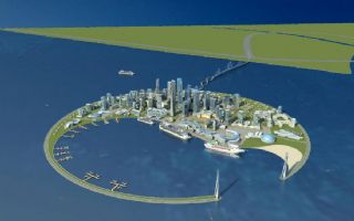 半月湾岛屿城市规划设计max模型(网盘下载)