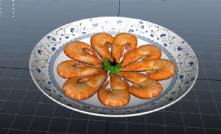 油焖大虾菜肴maya模型