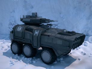 超精细科幻风格装甲车,步战车max模型