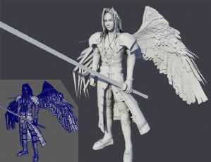 半个翅膀的萨罗菲斯maya模型
