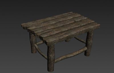 旧木桌,木凳FBX模型