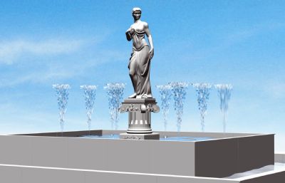 雕像喷泉水柱特效动画