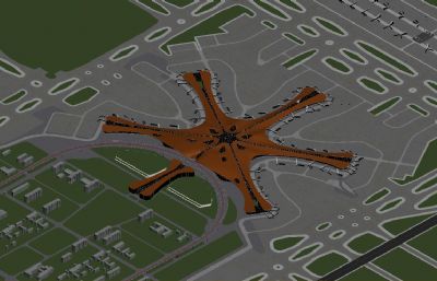 北京大兴国际机场鸟瞰max模型