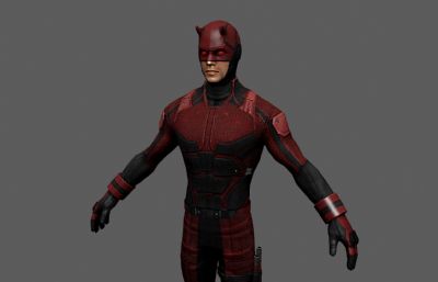 Daredevil夜魔侠,超胆侠maya模型,带绑定