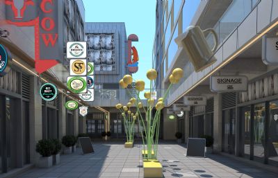 商业街,城市广场整体设计max模型(网盘下载)