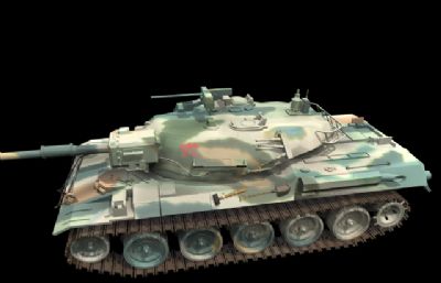 T74坦克车max模型