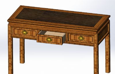 老式三屉桌模型