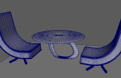 现代简易桌椅maya模型
