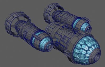 圆筒形飞船飞行器maya模型