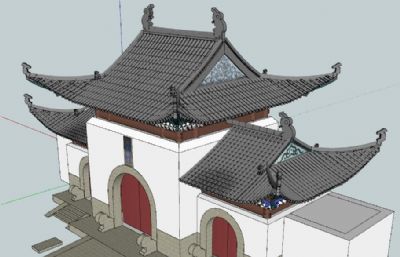 归元禅寺寺庙建筑su模型