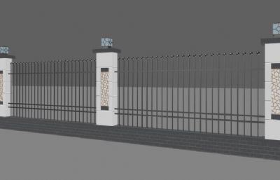 现代围墙,围栏模型