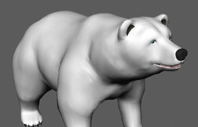 一个写实的北极熊maya模型,带材质