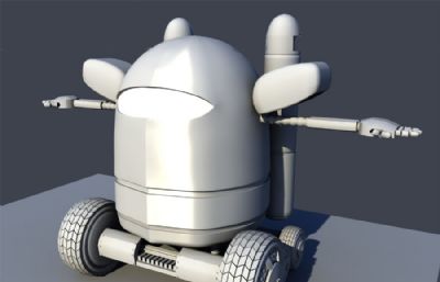 卡通六轮小机器人maya模型